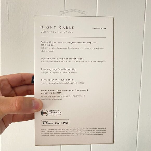 Native Union Night Cable USB-A Cable 10ft Rose Pink for iPhone iPad Reinforced - Picture 3 of 5